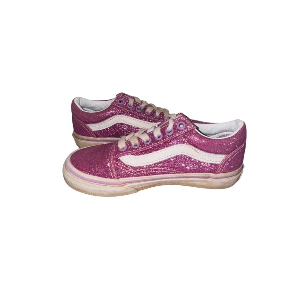 Vans Kids Glitter Pink Old Skool Sneakers Size 12 Canvas Rubber Skater Casual - Picture 10 of 12